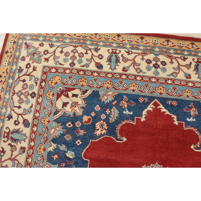 Textile Caucasian Rug 8’2” X 9’10” Red Wool Traditional Hand-Knotted Oriental Carpet For Sale - Image 7 of 15