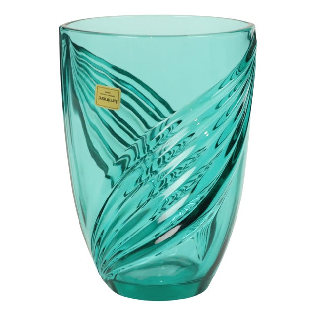 Vintage Turquoise Blue Glass Vase from Luminarc France, 1980s For Sale