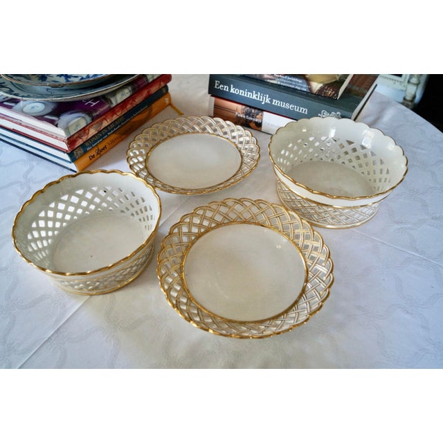Antique Baskets with Under Plates, 1835, Set of 4 For Sale - Image 12 of 17