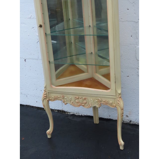 French Tall Painted Corner Vitrine Display Curio Cabinet Cupboard 6676 For Sale - Image 17 of 18