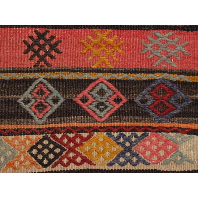 1970s Vintage Handmade Wool Cotton Red Runner Rug For Sale - Image 10 of 11