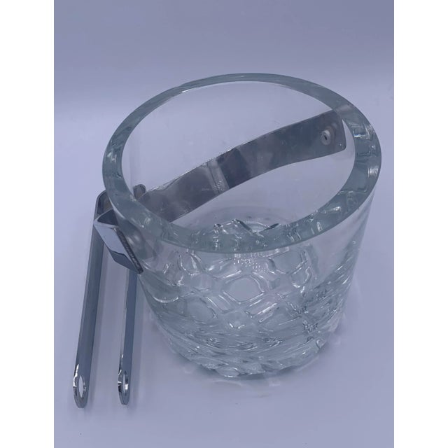 Olle Alberius 1970's Orrefors Glass Barware 'Erik' Ice Bucket and Tongs Designed by Olle Alberius For Sale - Image 4 of 9