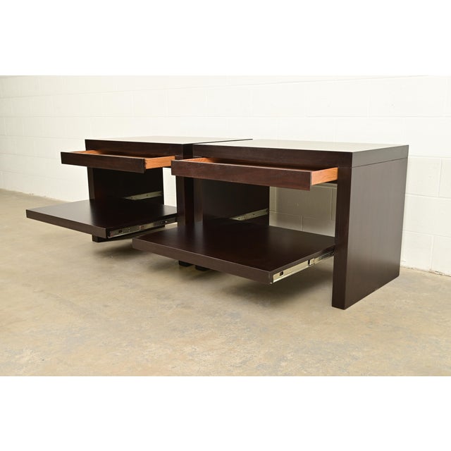 Barbara Barry for Baker Furniture Modern Oversized Dark Mahogany Nightstands, Newly Refinished For Sale In South Bend - Image 6 of 15