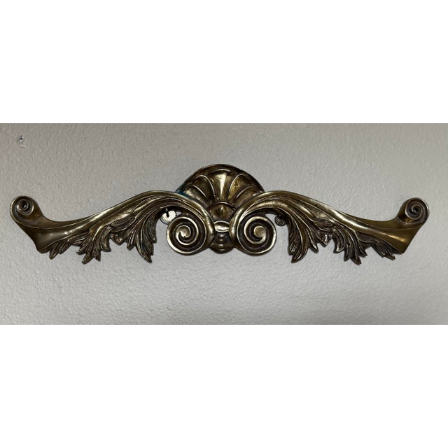 1970s Traditional Neoclassical Solid Brass Wall Accent Pediment For Sale - Image 4 of 11