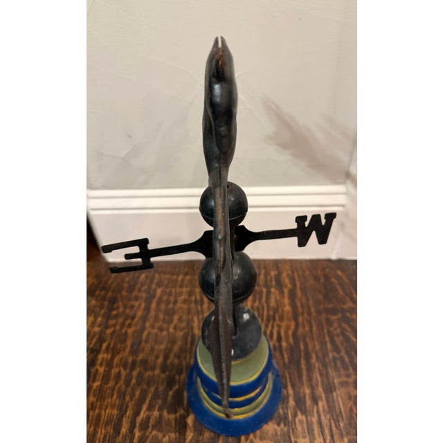 Vintage Full-Bodied Running Horse Weathervane on Painted Wood Display Base For Sale - Image 16 of 18