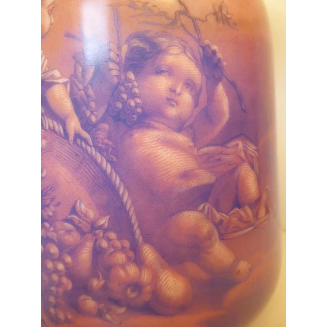 Rococo Large Antique Hand-Painted Opaline Glass Vase For Sale - Image 3 of 7
