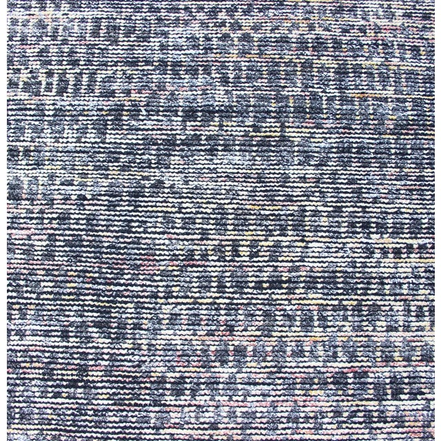 Measures: 2'7 x 10'0 Modern Runner Rug with Textured Pattern in Gray, Blue, and Multicolor Accents. Keivan Woven Arts /...