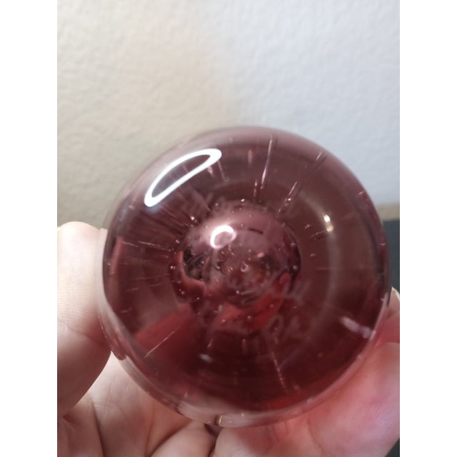 Glass 1980s Signed Maxwell Crystal Tiffin Amethyst Sommerso Apple Paperweight For Sale - Image 7 of 7