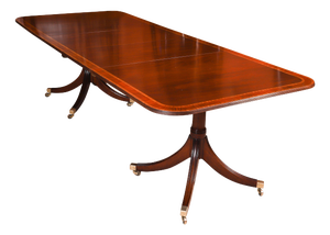 Vintage Crossbanded Twin Pillar Dining Table by William Tillman, 1980s