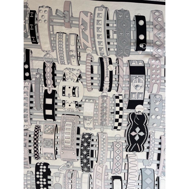 Gray HERMÈS COLLIERS de CHIENS Jamin Virginie 2013 Silk Scarf For Sale - Image 8 of 11