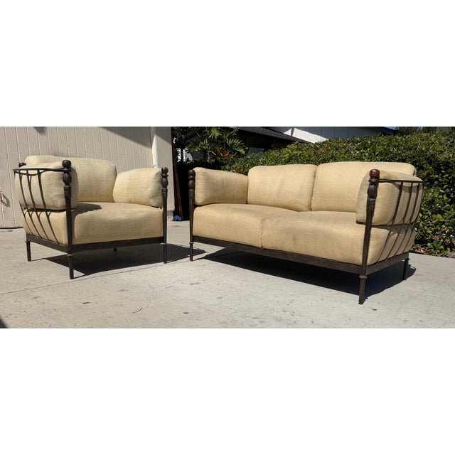 Metal Vintage Michael Taylor Montecito Style Lounge Chair & Loveseat Set For Sale - Image 7 of 18