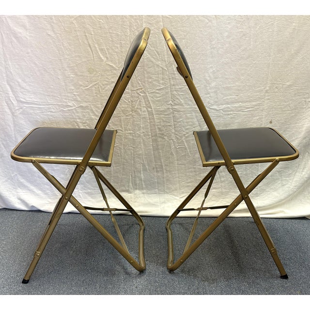 1960's Mid Century Modern A. Fritz & Co Folding Game Chairs- A Pair For Sale - Image 14 of 18