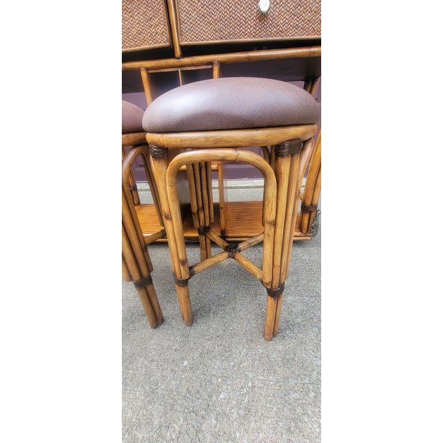 1970's Vintage Bamboo and Rattan Bar Console Table For Sale - Image 18 of 18
