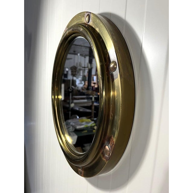 Brass Porthole Wall Mirror from Deutsche Werkstätten, 1950s For Sale - Image 6 of 11