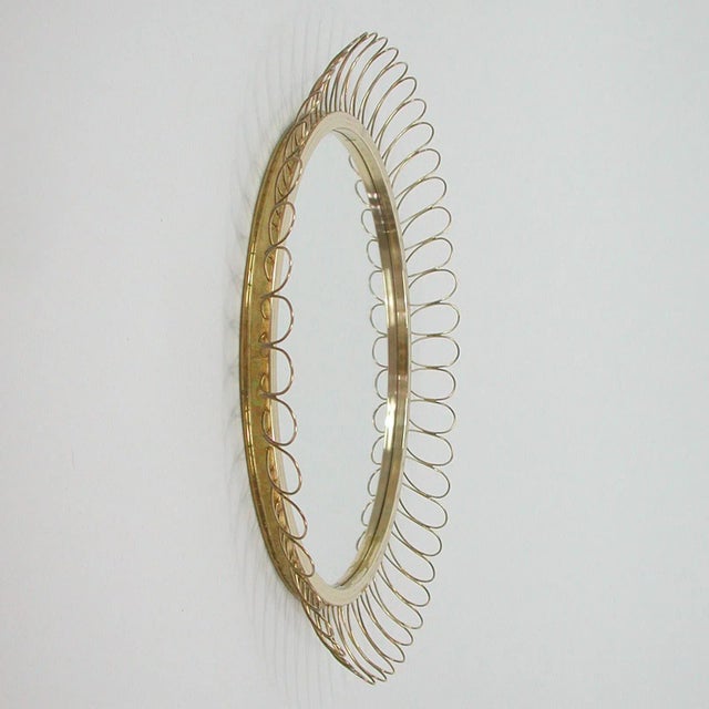 Mid-Century Swedish Sculptural Round Brass Wall Mirror, 1950s For Sale - Image 11 of 13