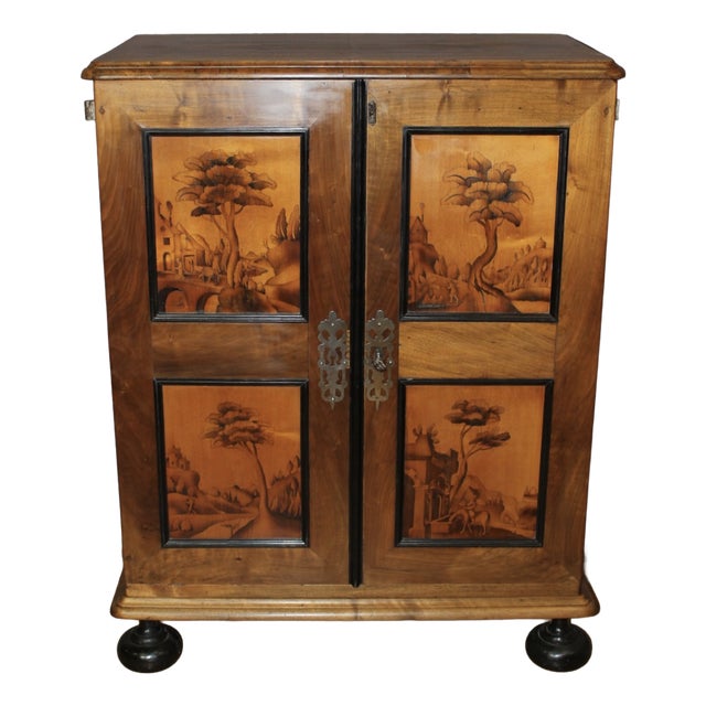 18th Century Swiss Walnut Cabinet with 17 Drawers For Sale