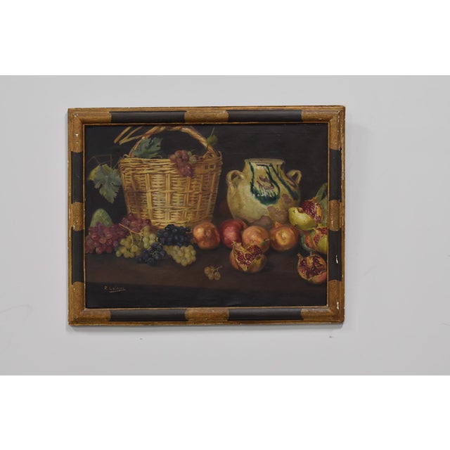 Paint Antique Rafael La Torre Fruit Basket Still Life Oil Painting, Framed For Sale - Image 7 of 7