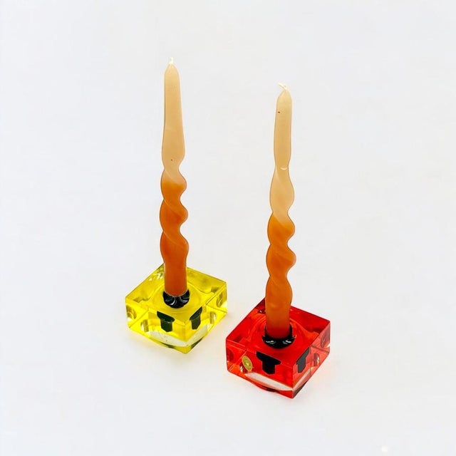 Plastic Candleholders in Pmma by Luigi Massoni for Fratelli Guzzini, 1973, Set of 2 For Sale - Image 7 of 11