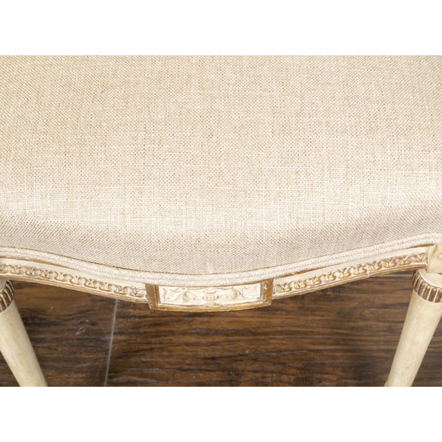 Pair of English 1900s Neoclassical Style Painted and Gilt Chairs with Feathers For Sale - Image 11 of 11