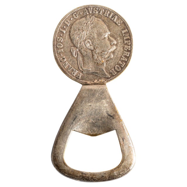 Silver-Plated Brass Coin Bottle Opener by Carl Aubock, 1950s For Sale - Image 6 of 6