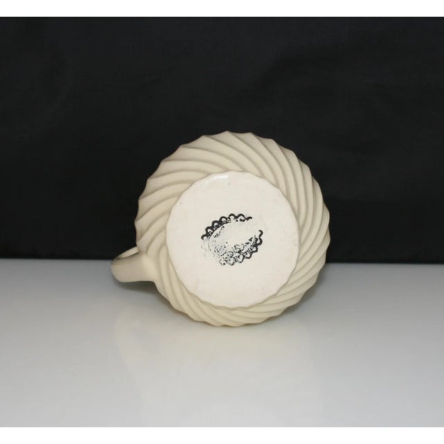 Vintage Fioriware Zanesville Art Pottery Pitcher Cream Color Swirl Design For Sale - Image 9 of 10