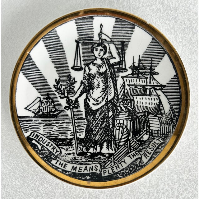 Piero Fornasetti 1950s Emblems of the States Coaster Set of 7, Italy For Sale - Image 9 of 11