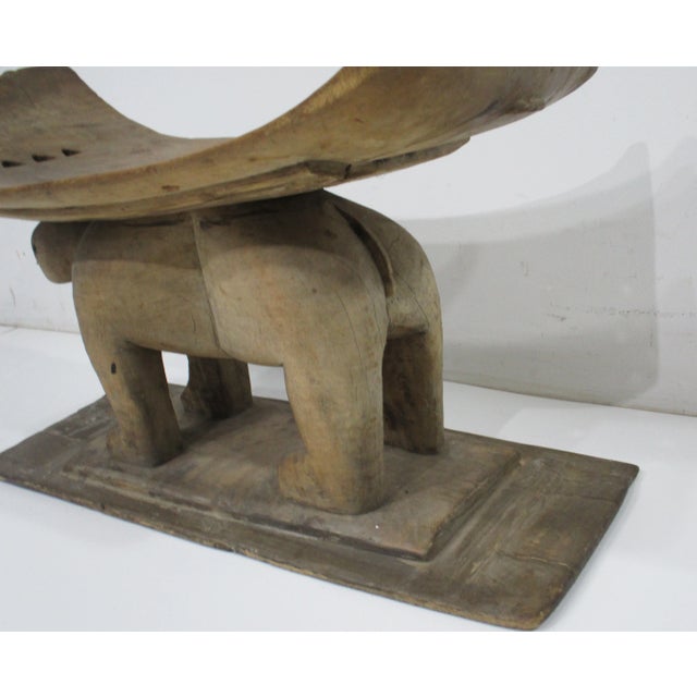 Mid Century African Ashanti Carved Wood Animal Stool For Sale - Image 4 of 11