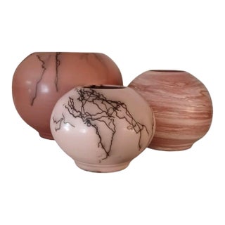 1980s Michael Morier Horsehair Art Pottery Burnished Earthenware Vases, Signed '87- Set of 3 For Sale