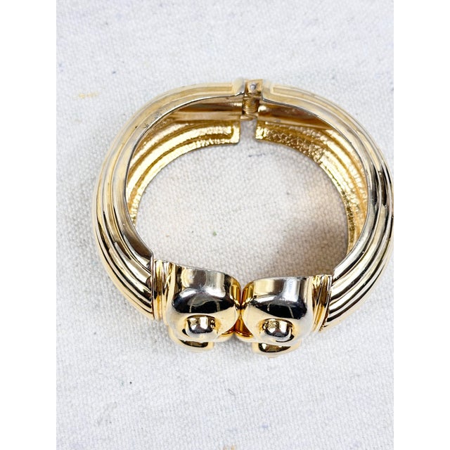 Late 20th Century Vintage Greek Revival Ionic Column Gold-Tone Clamper Cuff Bracelet For Sale - Image 5 of 7