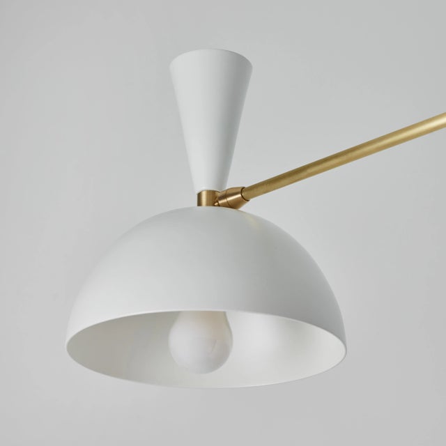 Metal Large Three-Cone 'Lola Ii' Chandelier in White and Brass For Sale - Image 7 of 13