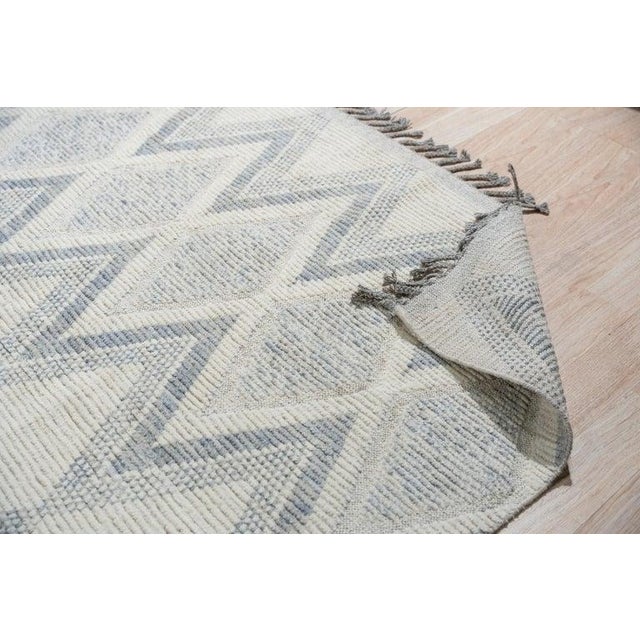 9x13 Ivory Hand-Knotted Wool Diamond Chevron Geometric Modern Carpet Rug For Sale - Image 4 of 9
