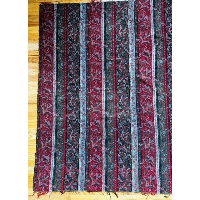 Antique Victorian Striped Wool Paisley Shawl Textile Fabric Throw For Sale - Image 4 of 17