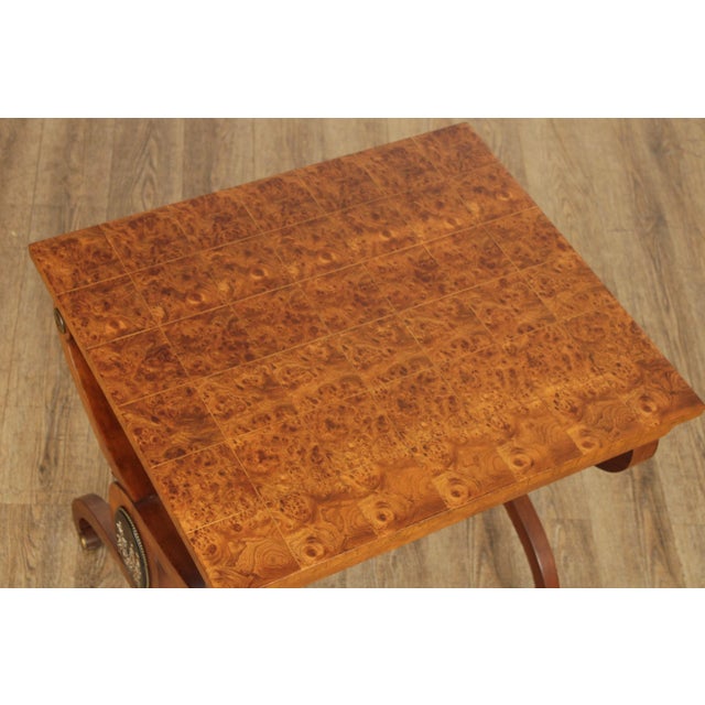 Brown Mid 20th Century Neoclassical Style Burlwood Medallion Side Tables - A Pair For Sale - Image 8 of 12