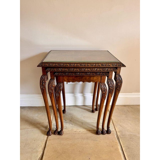Wood Vintage Walnut Nesting Tables, 1920, Set of 3 For Sale - Image 7 of 7