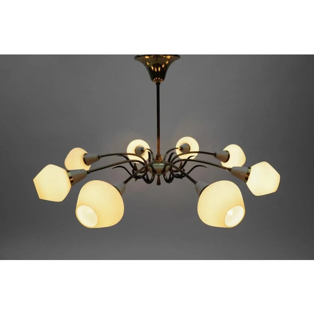 8-Light Sputnik Ceiling Lamp in the style of Arteluce, Italy, 1950s For Sale - Image 4 of 10