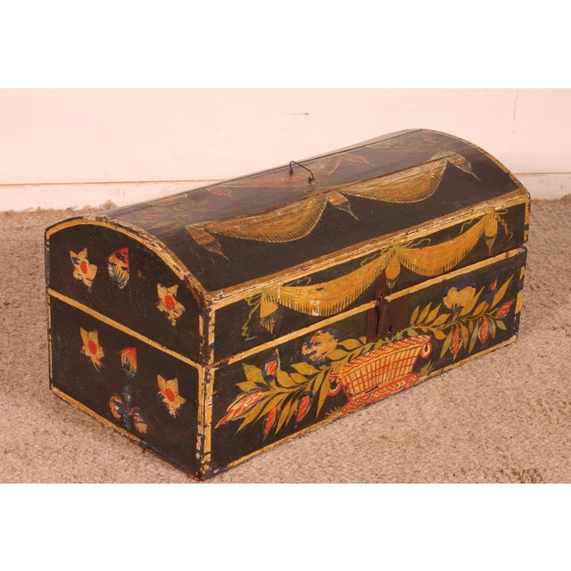 Norman Wedding Chest in Painted Wood, 1800s For Sale - Image 4 of 11