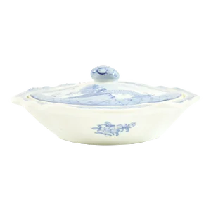 Antique Chinese Blue and White Porcelain Dish With a Lid