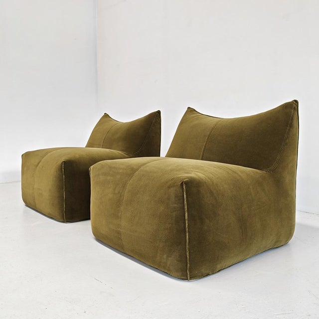 Le Bambole Modular Armchairs in Green Velvet by Mario Bellini for B&B Italia, 1970s, Set of 2, in Restored conditions....