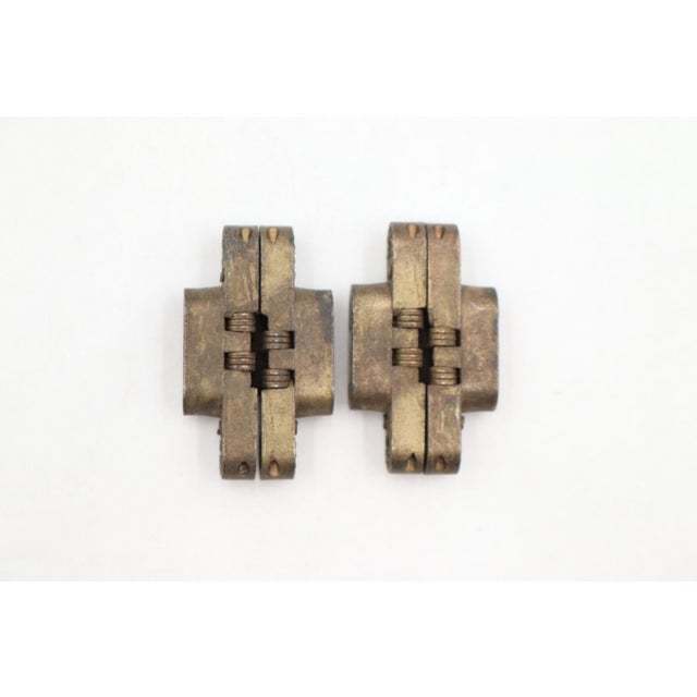 Pair of Brass Invisible Concealed Cabinet Hinges For Sale - Image 4 of 5