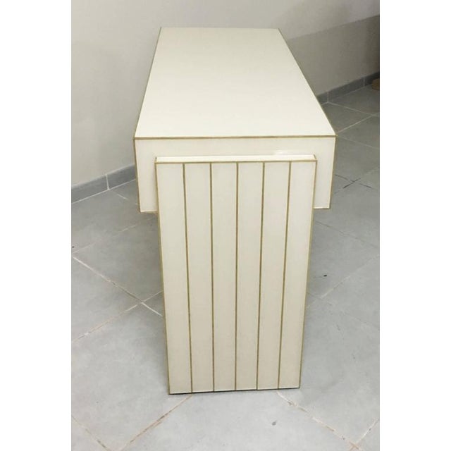 21st Century Two-Drawer Mirrored Glass and Brass Writing Desk or Console For Sale In Miami - Image 6 of 8