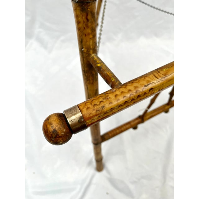 Vintage Scorched Bamboo Folding Floor Easel For Sale - Image 10 of 11