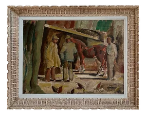 Percival Pernet, Marchands de chevaux, 1916, Oil on Canvas, Framed