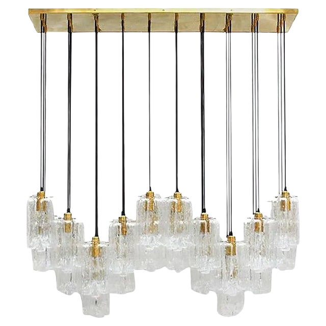 Modern Italian Murano Glass and Brass Suspension Lamp For Sale