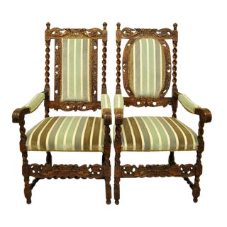 Antique Barley Twist Chairs - a Pair For Sale