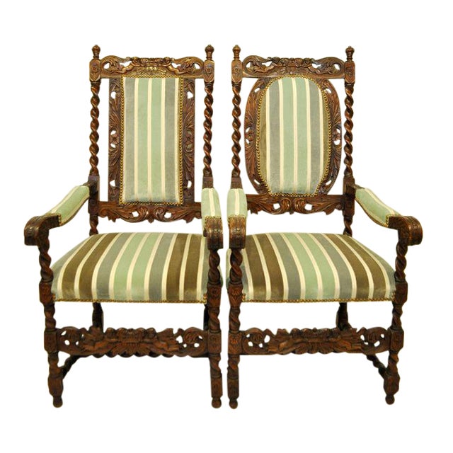 Antique Barley Twist Chairs - a Pair For Sale
