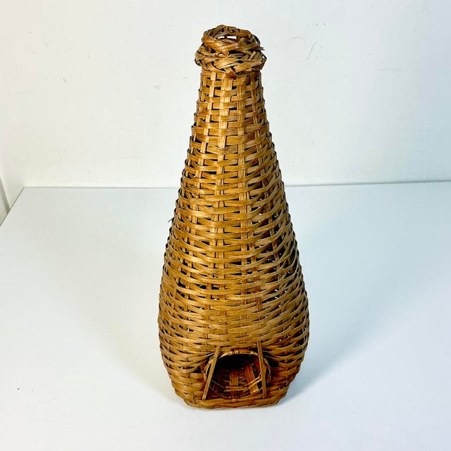 1940s Vintage Boho Chic Rustic Wicker Eel Trap Basket For Sale - Image 4 of 12