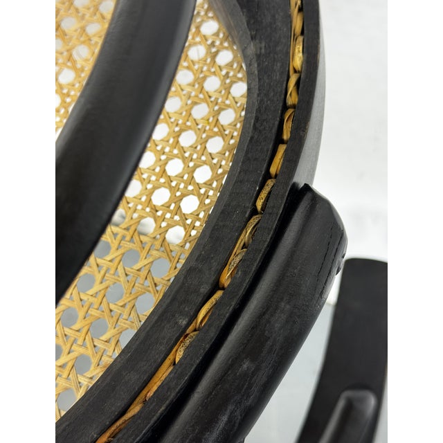 Thonet Bentwood Mod 233 Black Desk Chair with Rattan Seat from Thonet, 1930s For Sale - Image 4 of 13