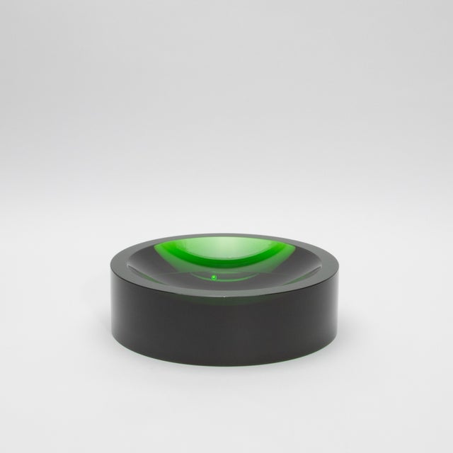 Green Crystal Convex Bowl by Ka Glass For Sale In Los Angeles - Image 6 of 8