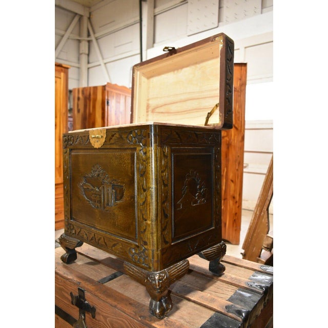 Vintage Heavily Carved Asian Inspired Chest With Claw Feet For Sale - Image 11 of 12