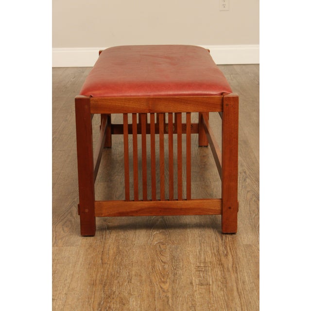 Wood Stickley Mission Collection Cherry Spindle Bench For Sale - Image 7 of 18
